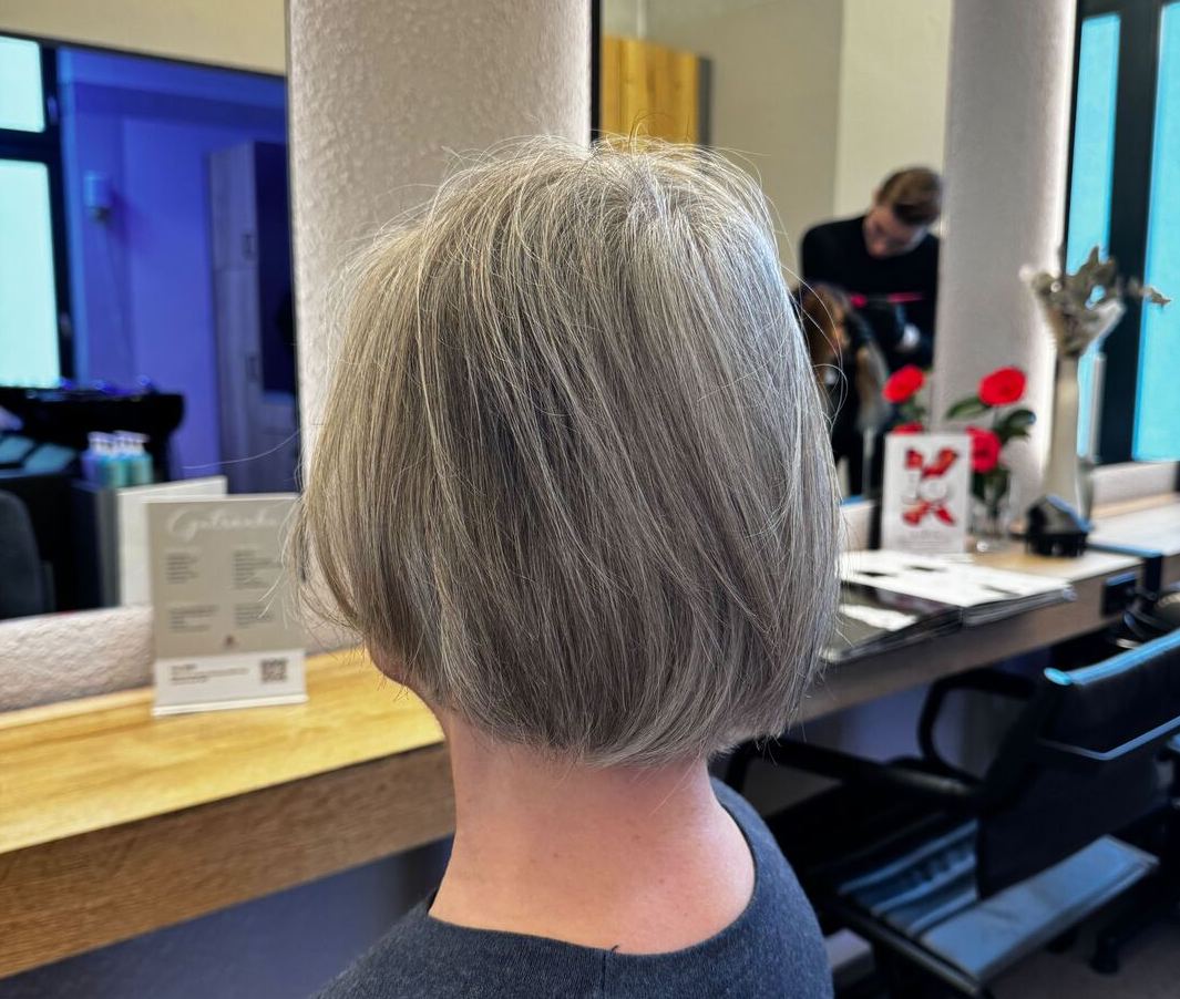 Grauer Haarschnitt Nachher